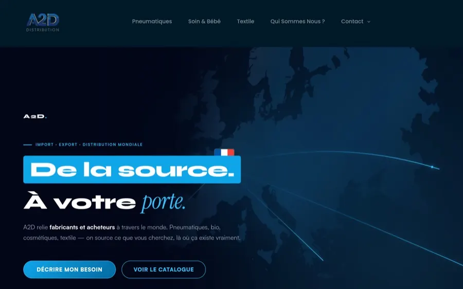 Capture du site A2D Distribution